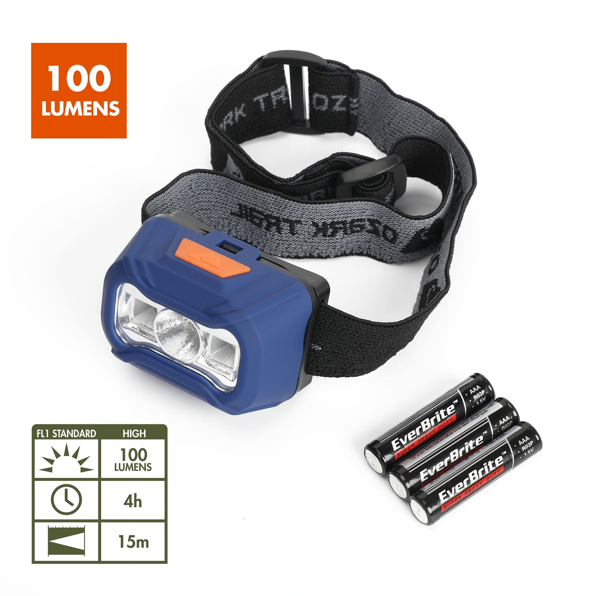 (5 Pack)  LED 100 Lumens Headlamp, Blue, 3AAA Batteries Included, 0.21 Lbs