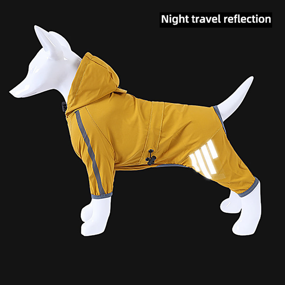 Dog Raincoat with Reflective, Waterproof Dog Rain Jacket with Hood, Leash Hole, Reflective Strap for Small Medium Dogs, Lightweight Puppy Clothes
