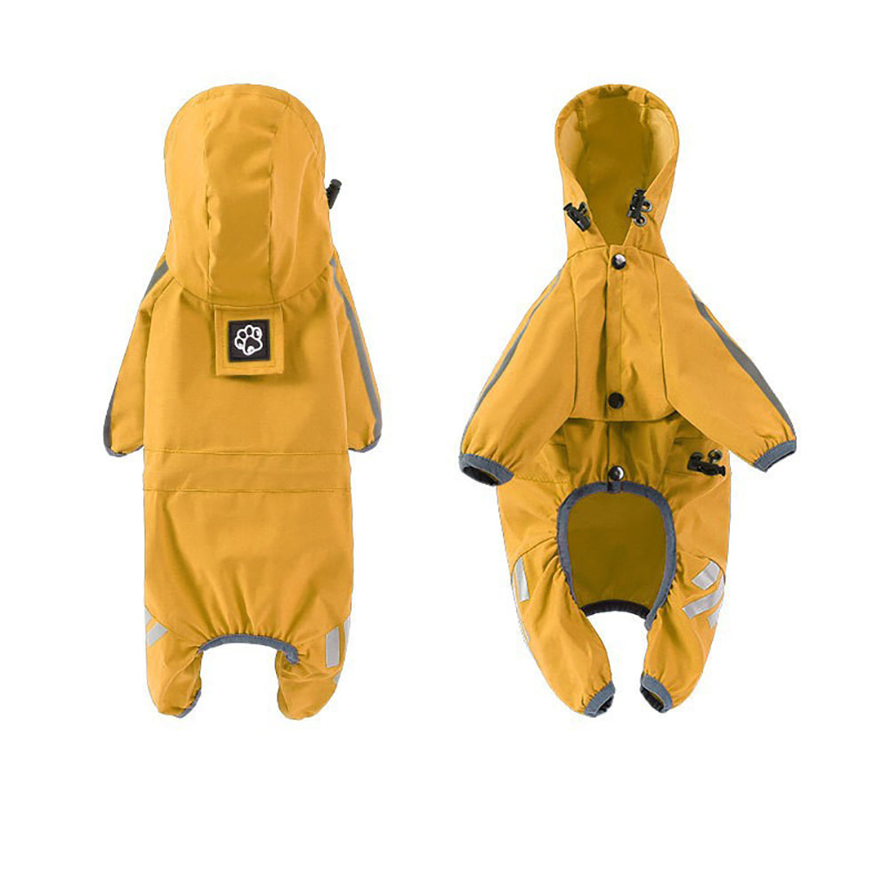 Dog Raincoat with Reflective, Waterproof Dog Rain Jacket with Hood, Leash Hole, Reflective Strap for Small Medium Dogs, Lightweight Puppy Clothes