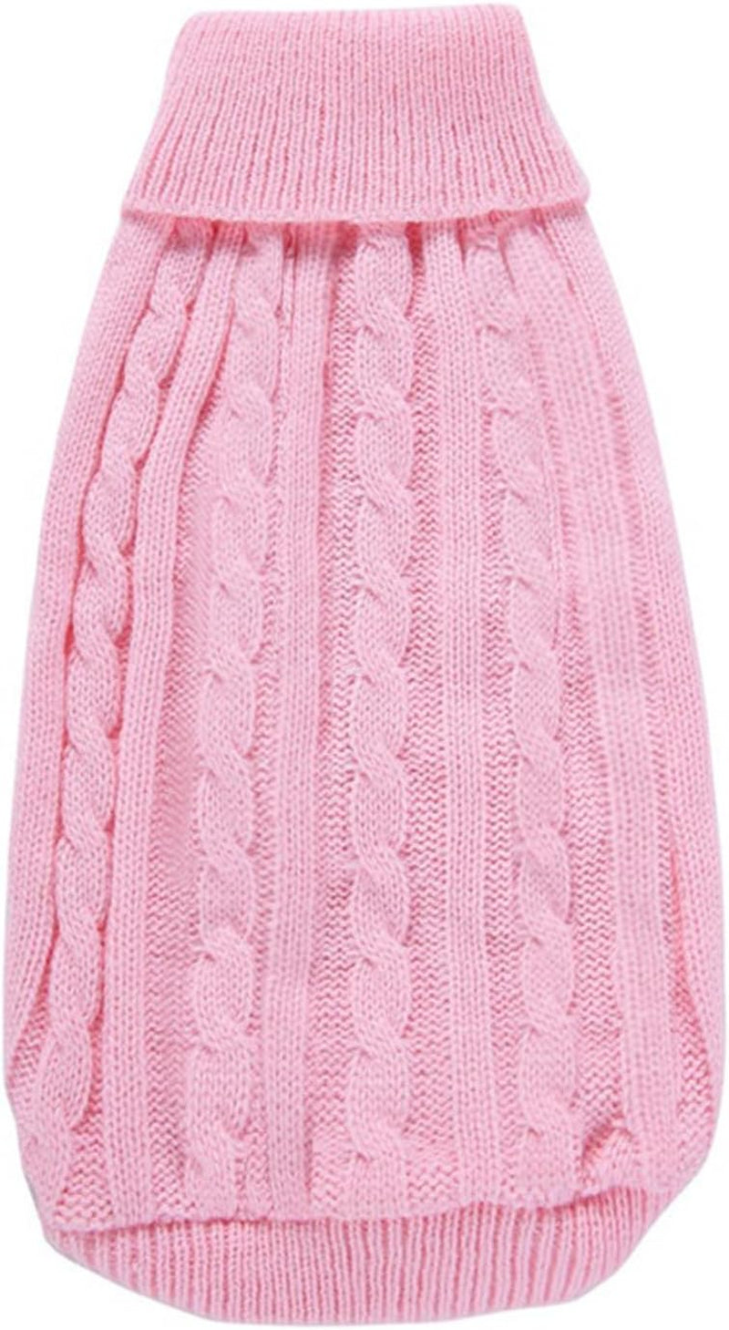 Small Dog Sweaters Knitted Pet Cat Warm Dog Sweatshirt Winter Clothes Kitten Puppy Sweater (Small,Pink)