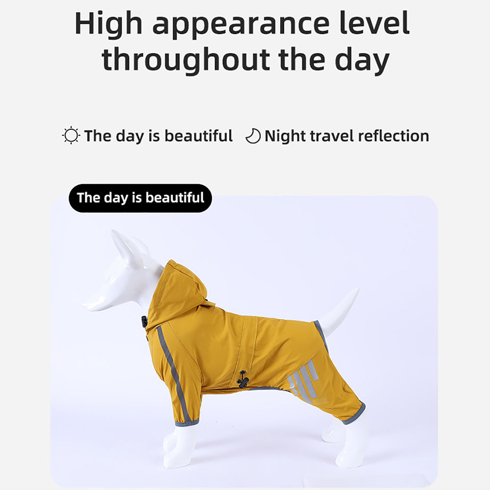Dog Raincoat with Reflective, Waterproof Dog Rain Jacket with Hood, Leash Hole, Reflective Strap for Small Medium Dogs, Lightweight Puppy Clothes