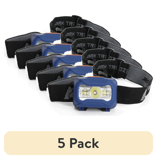 (5 Pack)  LED 100 Lumens Headlamp, Blue, 3AAA Batteries Included, 0.21 Lbs