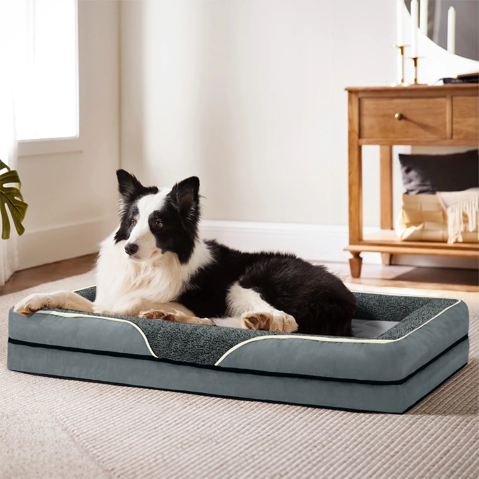 Dog Beds for Large Medium Small Dogs Orthopedic Pet Bed Sofa Supportive Egg Crate Foam Animal Couch with Removable Washable Cover Non Skid Bottom S to XL