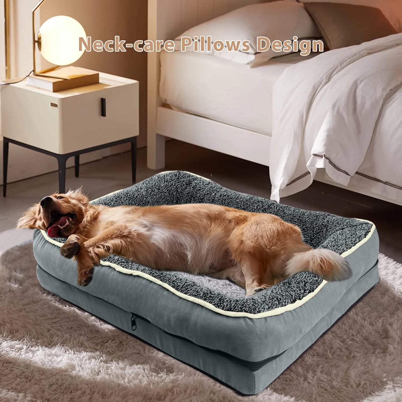 Dog Beds for Large Medium Small Dogs Orthopedic Pet Bed Sofa Supportive Egg Crate Foam Animal Couch with Removable Washable Cover Non Skid Bottom S to XL