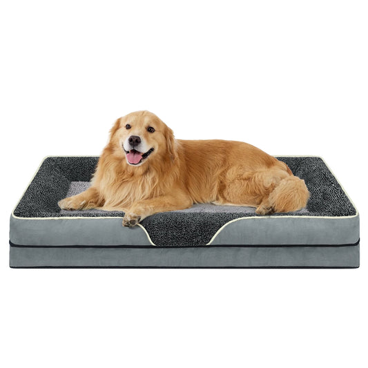 Dog Beds for Large Medium Small Dogs Orthopedic Pet Bed Sofa Supportive Egg Crate Foam Animal Couch with Removable Washable Cover Non Skid Bottom S to XL