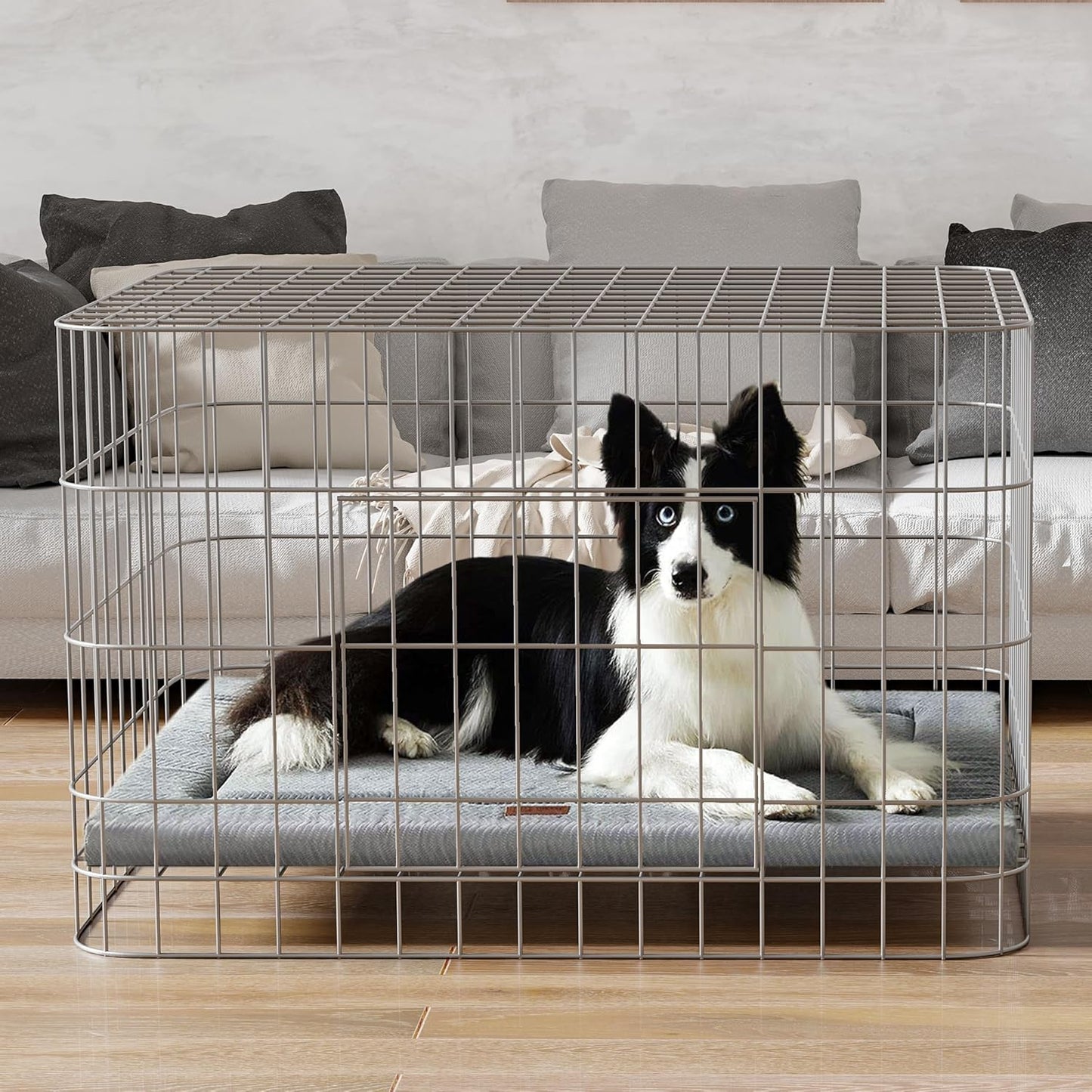 Dog Bed for Crate, Medium/Large Dogs Crate Bed with Soft Wavy Plush Comfortable Anti-Slip Kennel Pad Washable Pet Beds Mat for Dogs & Cats, Grey