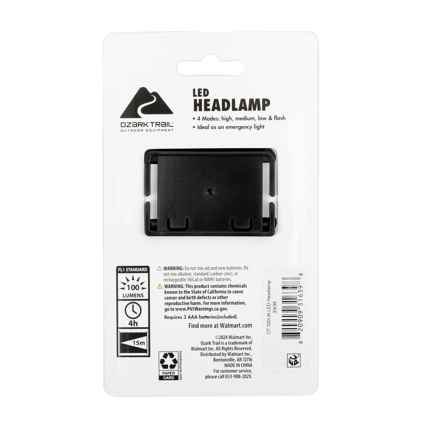 (5 Pack)  LED 100 Lumens Headlamp, Blue, 3AAA Batteries Included, 0.21 Lbs