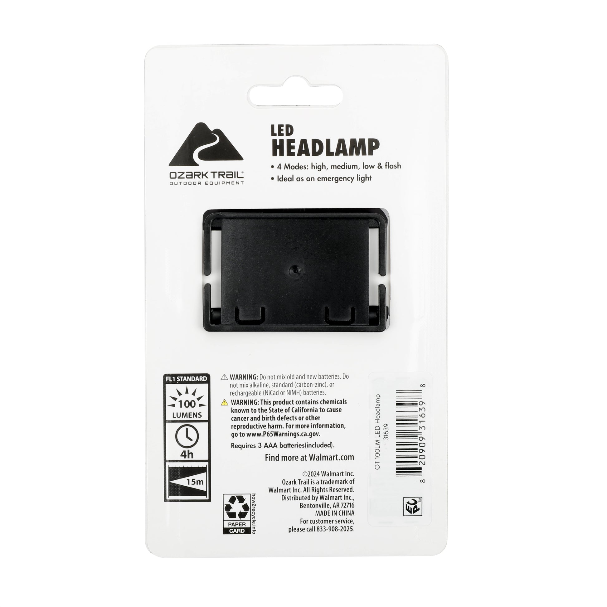 (5 Pack)  LED 100 Lumens Headlamp, Blue, 3AAA Batteries Included, 0.21 Lbs