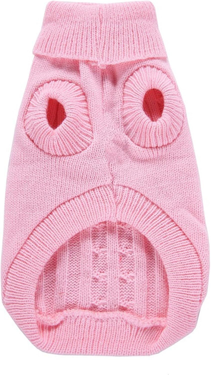 Small Dog Sweaters Knitted Pet Cat Warm Dog Sweatshirt Winter Clothes Kitten Puppy Sweater (Small,Pink)