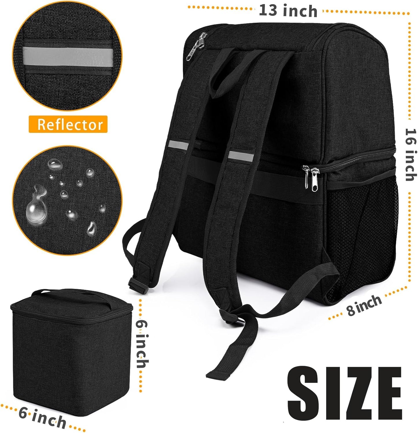 Dog Travel Bag for Supplies with Food Container Bag Dog Travel Backpack for Hiking Overnight Camping Trip Black
