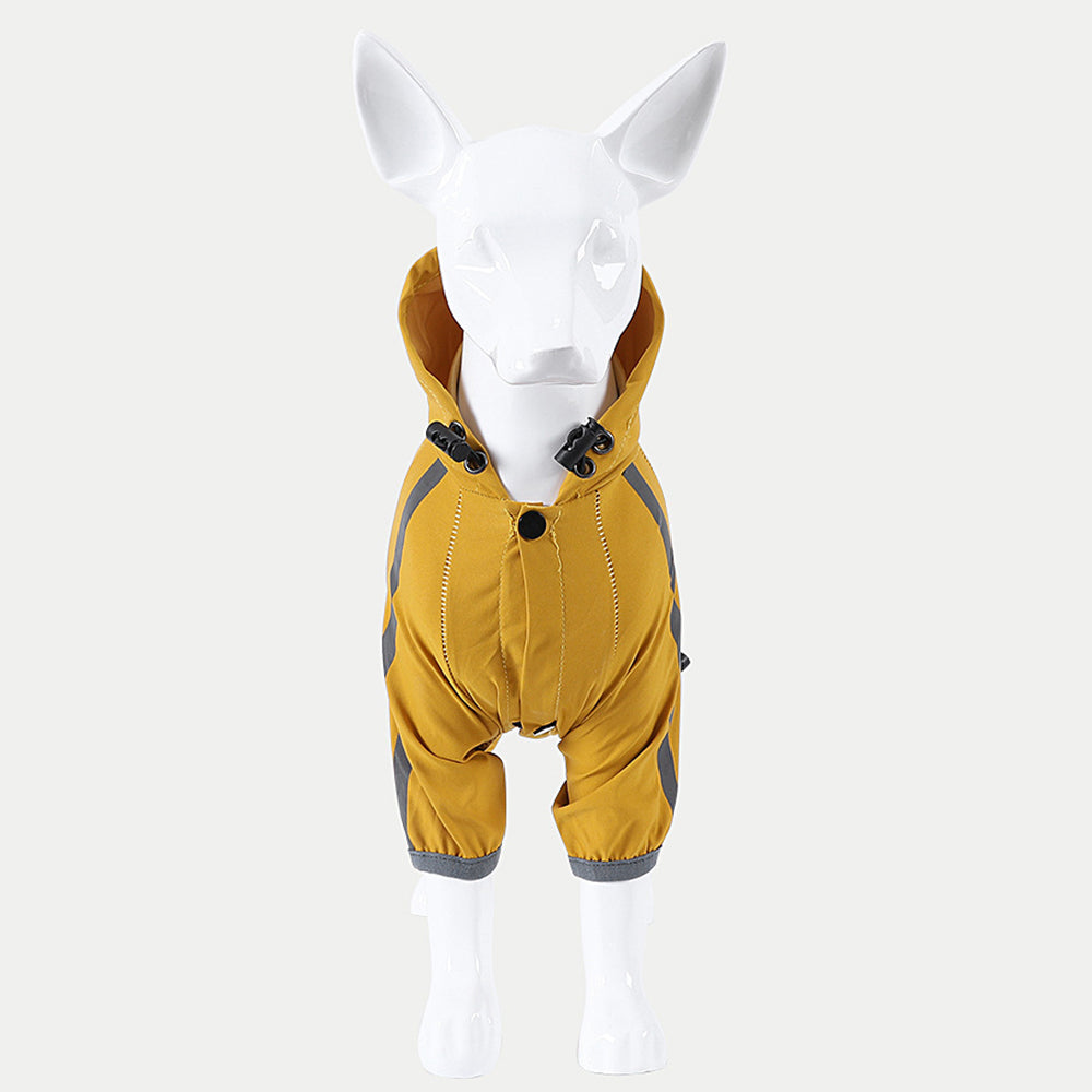 Dog Raincoat with Reflective, Waterproof Dog Rain Jacket with Hood, Leash Hole, Reflective Strap for Small Medium Dogs, Lightweight Puppy Clothes