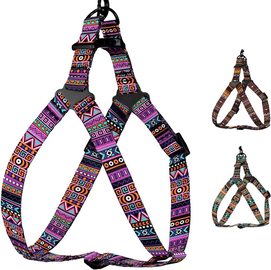 Adjustable Dog Harness Tribal Pattern Step-In Small Medium Large, Comfort Harness for Dogs Puppy Outdoor Walking (Tribal, Large)