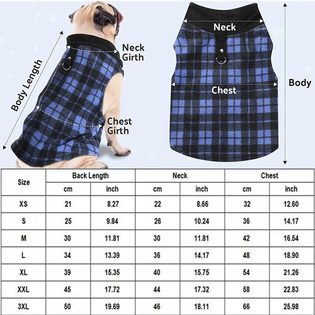 Dog Sweater Soft Fleece Vest with Leash Ring Plaid Warm Winter Pet Clothes Dog Pullover Jacket for Dogs Cats Winter Chihuahua Pet Indoor Outdoor Use