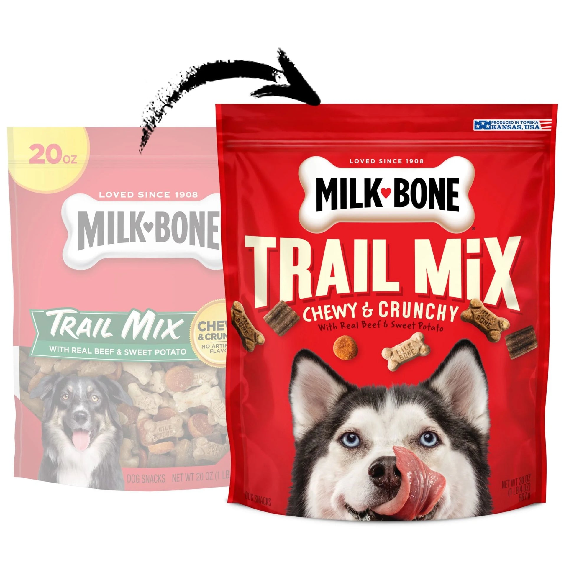 Milk Bone Trail Mix with Real Beef & Sweet Potato, Crunchy & Chewy Dog Treats, 20 Oz
