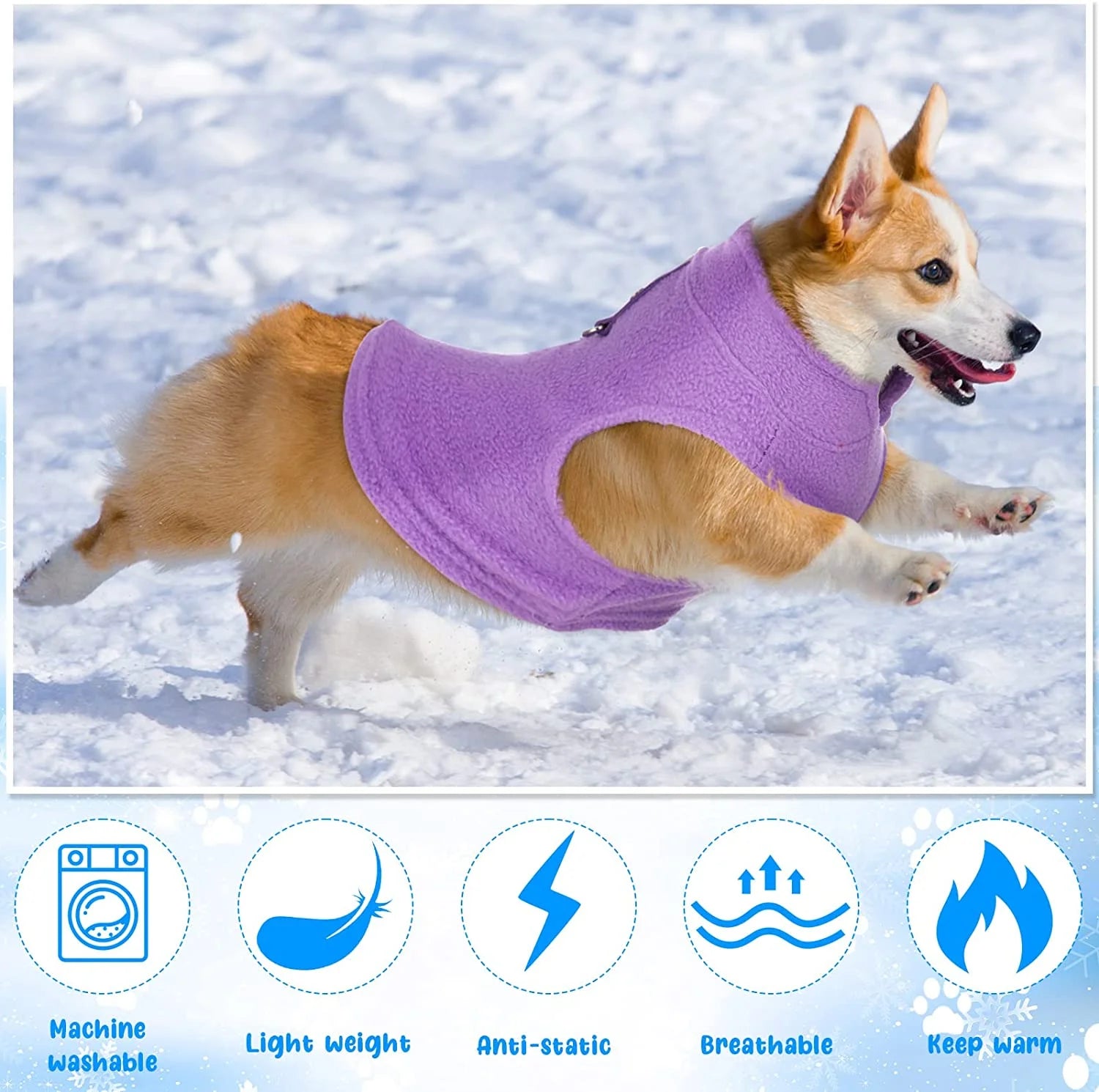 Dog Sweater Soft Fleece Vest with Leash Ring Plaid Warm Winter Pet Clothes Dog Pullover Jacket for Dogs Cats Winter Chihuahua Pet Indoor Outdoor Use